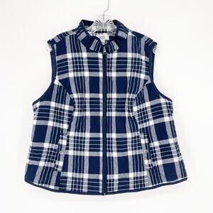 Croft & Barrow Zip Up Plaid Vest Size XXL Petite